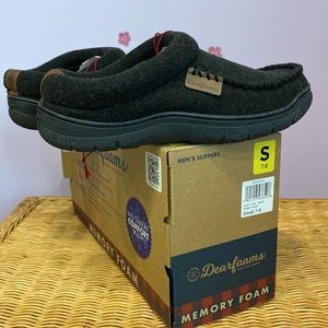 NWT Men's Dearfoams Cozy Clog Wool Blend Memory Foam Indoor - Outdoor Slippers !
